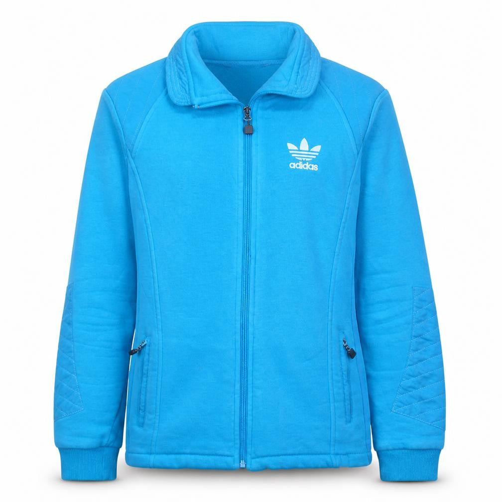 Adidas Womens Blue Cotton Full Zip Track Jacket Size M