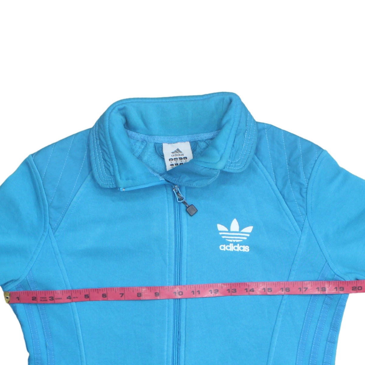 Adidas Womens Blue Cotton Full Zip Track Jacket Size M