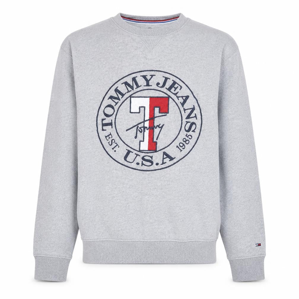 Tommy Jeans Men's Grey XS Crew Neck Logo Sweatshirt