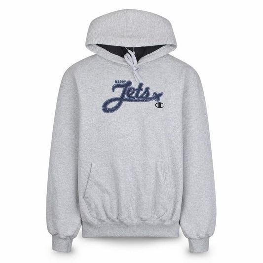 Champion Men's Grey Pullover Hoodie Medium Graphic Sportswear