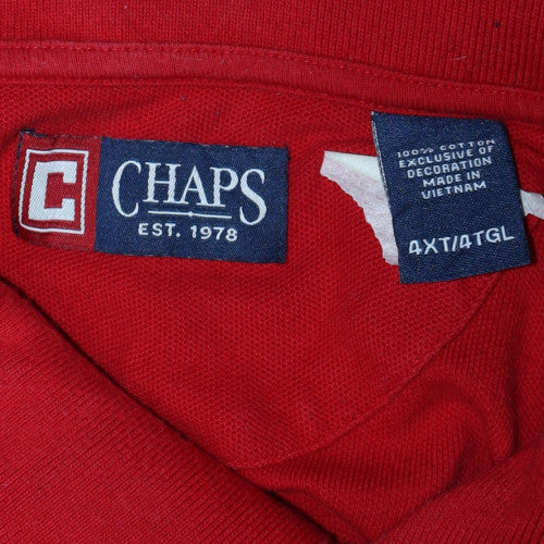 Chaps Men's Red 4XLT Cotton Short Sleeve Polo Shirt