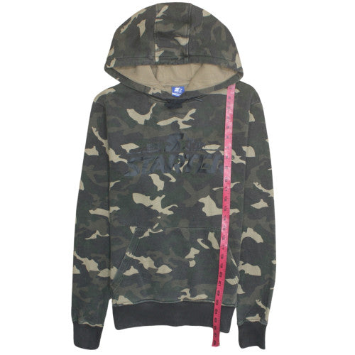Starter Men's Green Camouflage Pullover Hoodie Medium Fleece