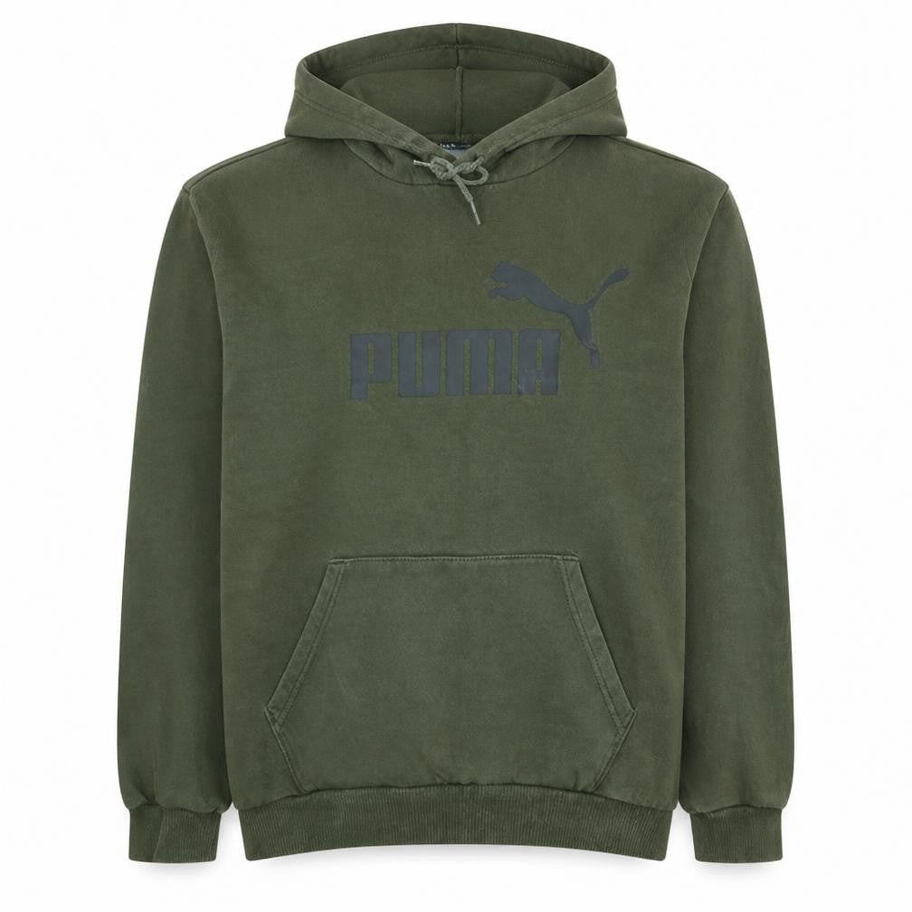 Puma Men’s Green Pullover Hoodie L Fleece Logo Sportswear