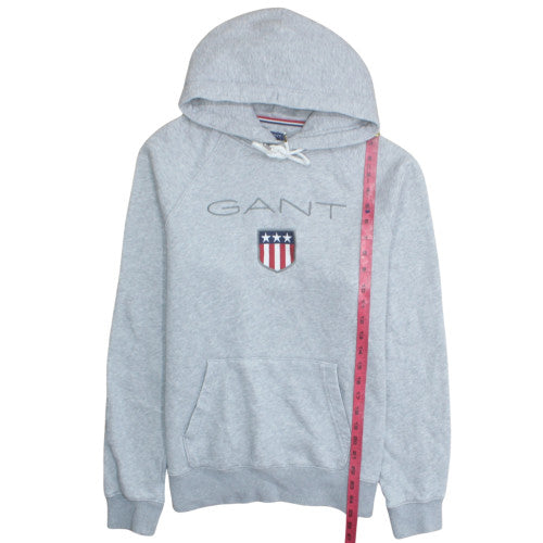 GANT Men’s Grey Pullover Hoodie L Regular Fit Embroidered USA Logo