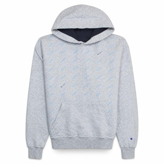 Champion Mens Grey Pullover Hoodie L Fleece Logo Sweatshirt