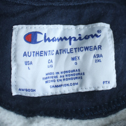 Champion Mens Grey Pullover Hoodie L Fleece Logo Sweatshirt