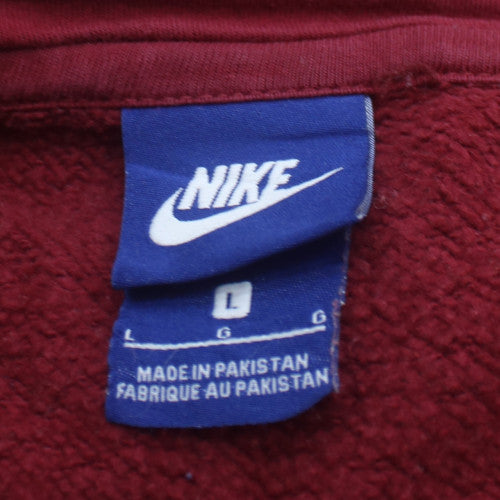 Nike Mens Red Full Zip Hoodie Size L Fleece Sweatshirt