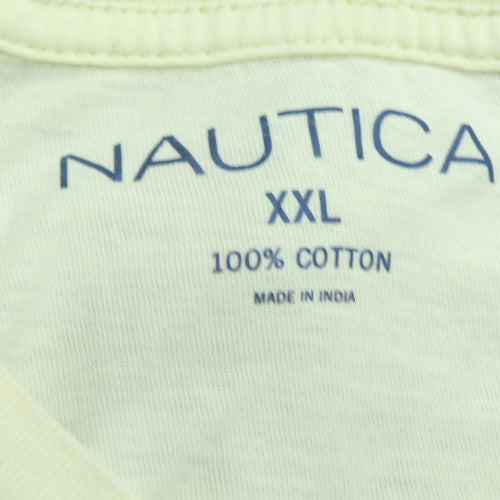 Nautica Men's Beige V-Neck Cotton T-Shirt 2XL Nautical Style