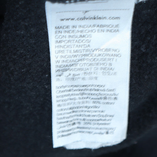 Calvin Klein Mens Black Pullover Hoodie L Fleece Logo Sweatshirt