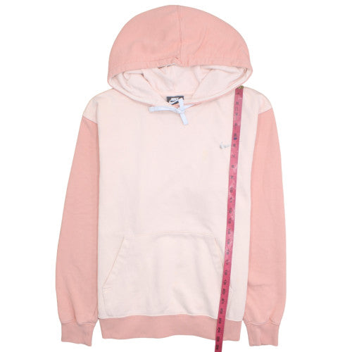 Nike Women Pink & Beige Pullover Hoodie Size L Cotton Sweatshirt