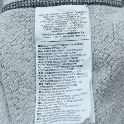 Nike Men's Grey Pullover Hoodie L Regular Fit Fleece Sportswear