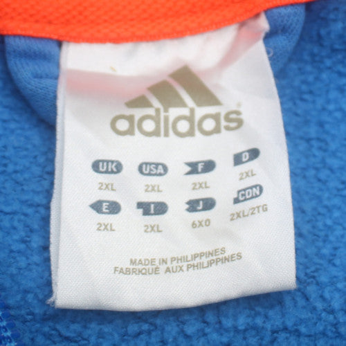 adidas Men’s Blue Full Zip Hoodie 2XL Sports Fleece Sweatshirt