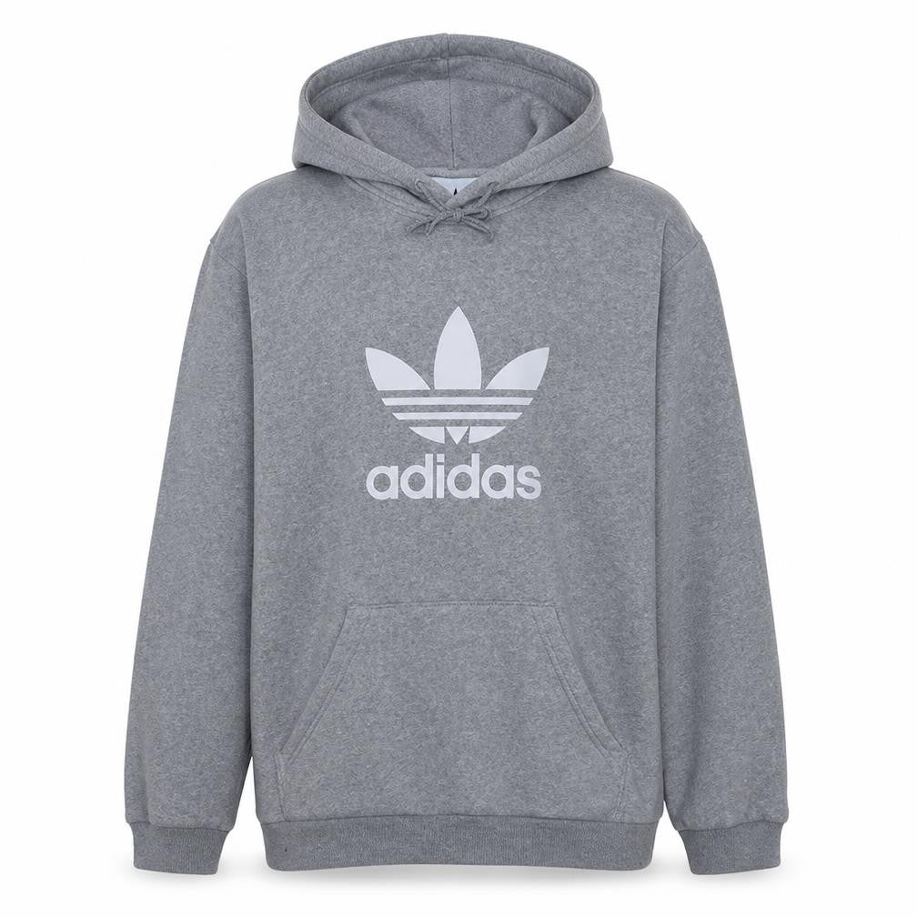 Adidas Men's Grey Pullover Hoodie Size M Sports Fleece Sweatshirt