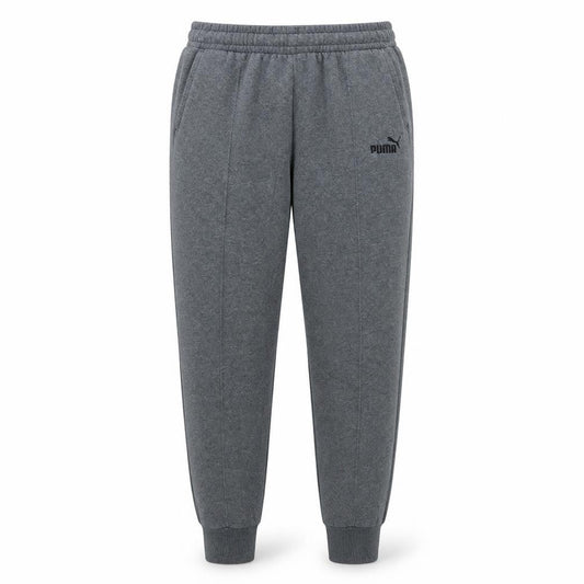 Front view of Puma Men’s Grey Jogger Trousers, size L, Elastic Waist Cotton Blend