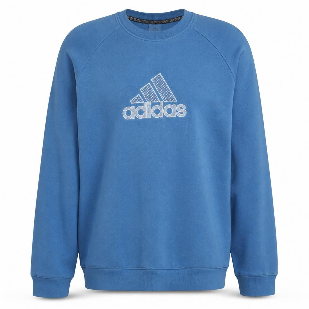 Adidas Men Blue Pullover Sweatshirt L Crew Neck Sports Style
