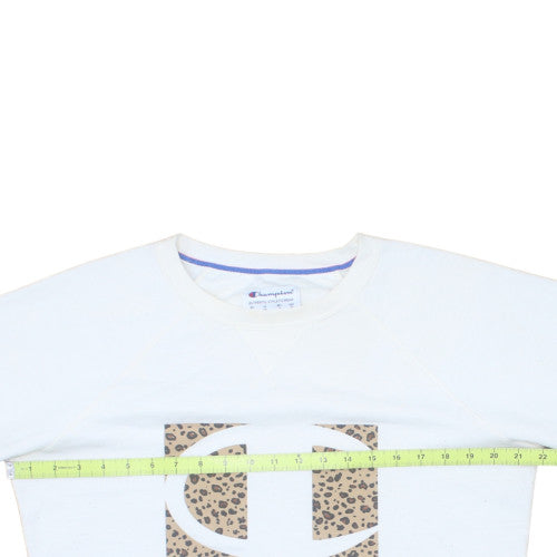 Champion Womens White Leopard Logo Sweatshirt Size L