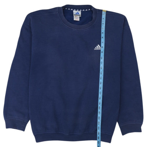 Adidas Men Blue Fleece Pullover Sweatshirt L Sports Vintage