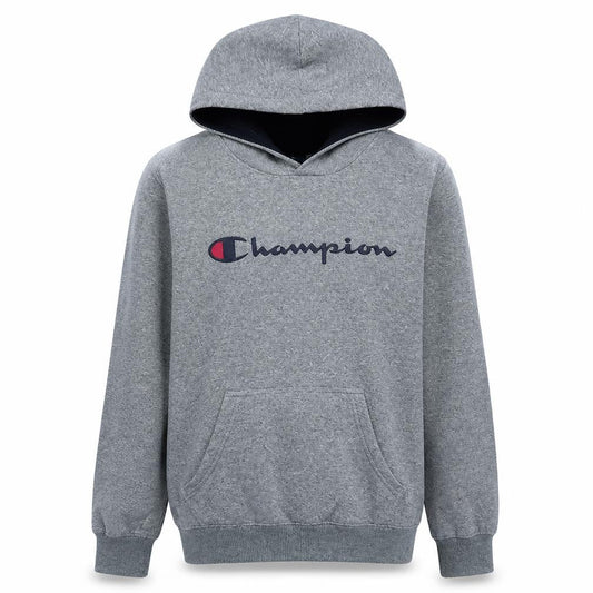 Champion Men's Grey Small Pullover Hoodie with Logo Detail