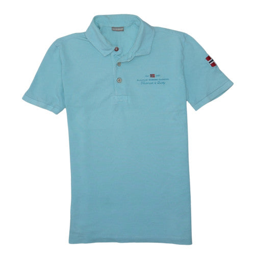 Napapijri Men's Blue Cotton Polo Shirt Size M Short Sleeve Logo