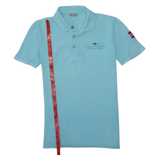 Napapijri Men's Blue Cotton Polo Shirt Size M Short Sleeve Logo