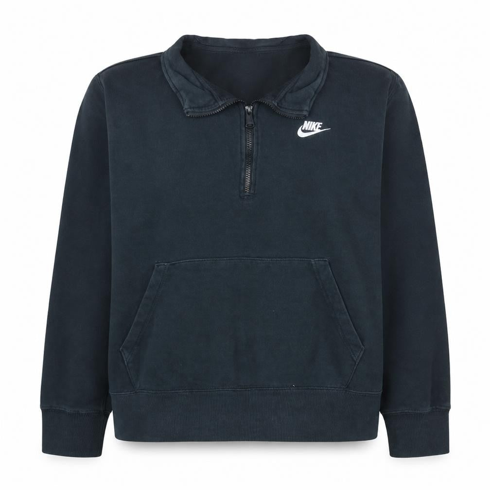 Nike Women Black 1X Pullover Half Zip Sweatshirt with Logo