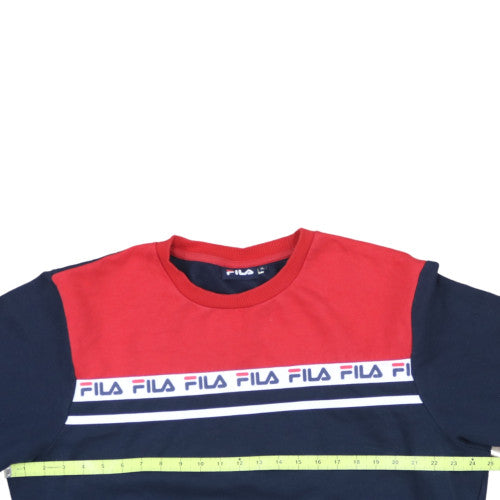 Fila Womens Navy Red Crew Neck Pullover Sweatshirt XL