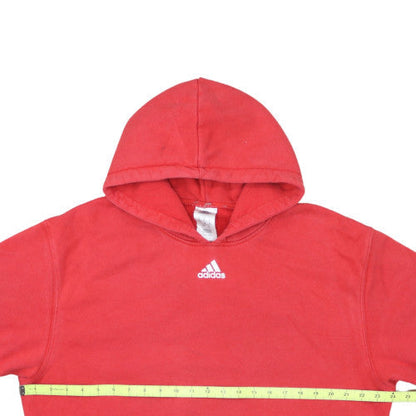 Back view of Adidas Men's Red Pullover Hoodie Fleece Medium Regular Fit