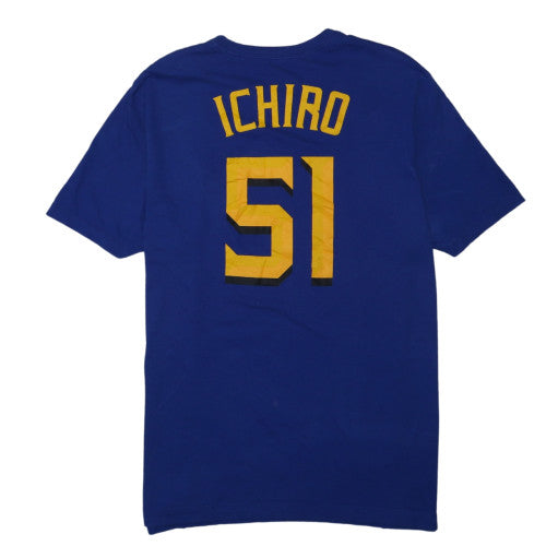 Nike Men's Blue Seattle Ichiro 51 Graphic Short Sleeve T-Shirt Size L