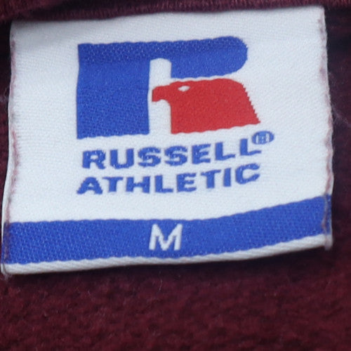 Russell Athletic Men's Red Pullover Hoodie Size M Fleece Logo