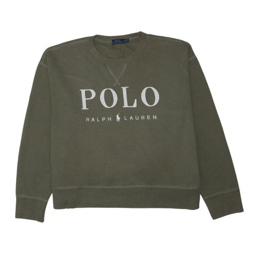 Polo Ralph Lauren Womens Khaki Green XL Sweatshirt Crew Neck Pullover
