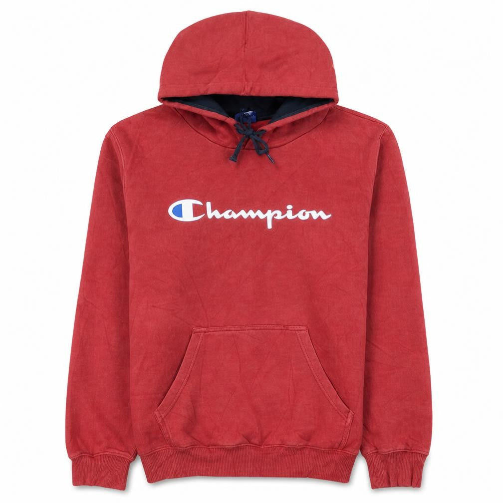 Champion Men's Red Pullover Hoodie Medium Fleece Sweatshirt