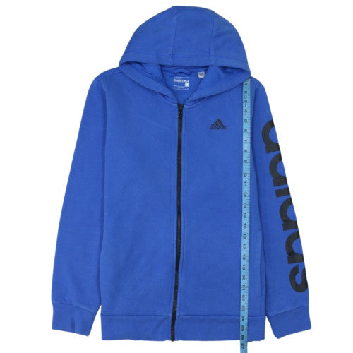 Adidas Men Blue Full Zip Hoodie L Regular Fit Sports Fleece