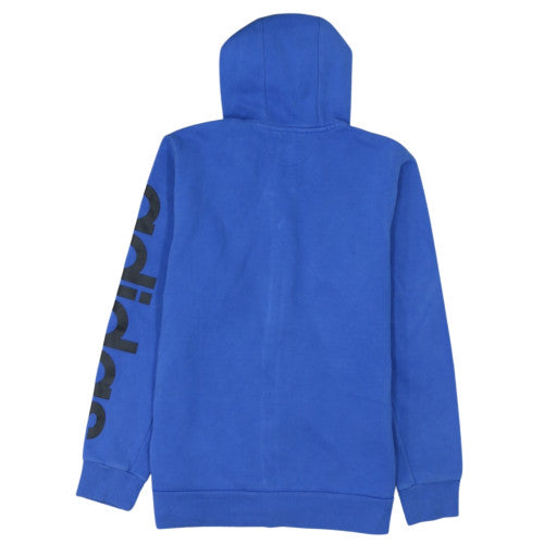 Adidas Men Blue Full Zip Hoodie L Regular Fit Sports Fleece