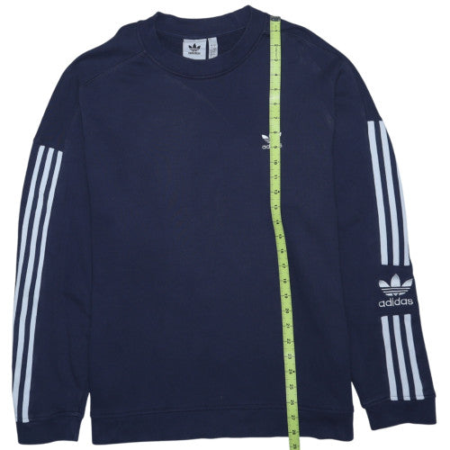 Adidas Men's Navy Blue Crew Neck Sweatshirt L Logo Graphics Cotton Blend