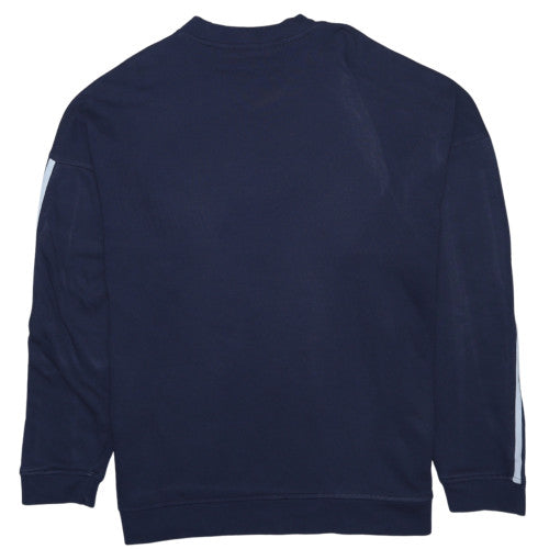 Adidas Men's Navy Blue Crew Neck Sweatshirt L Logo Graphics Cotton Blend