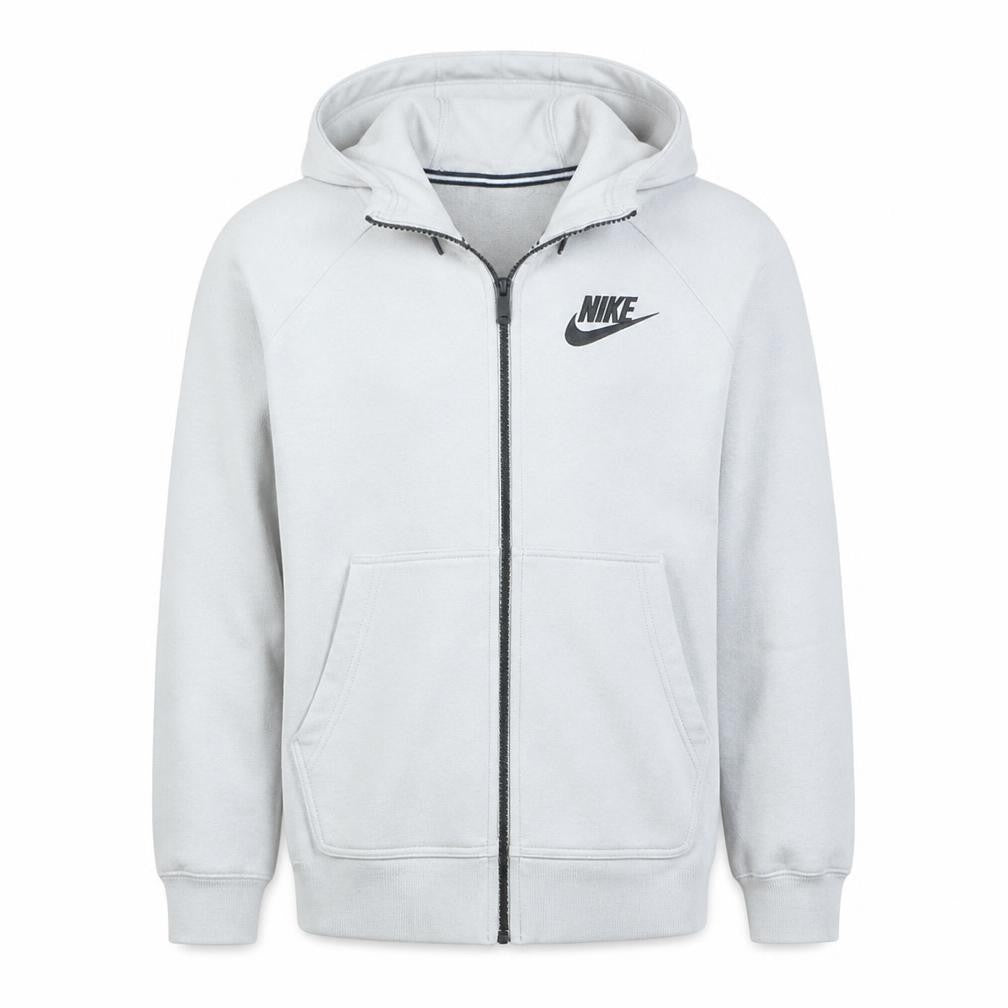 Nike Men's White Full Zip Fleece Hoodie M Regular Winter Sportswear