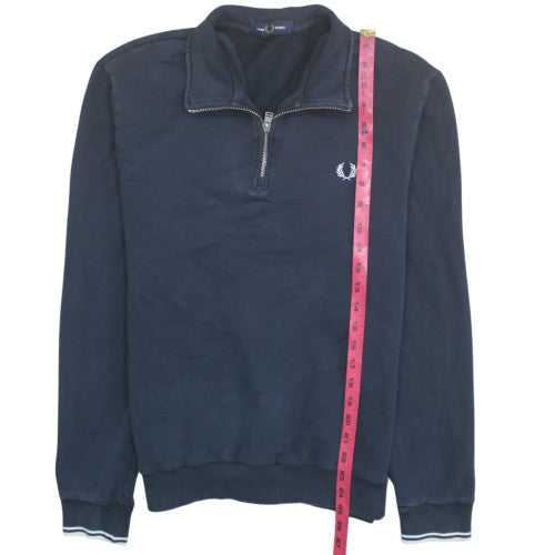 Fred Perry Men's Blue 1/4 Zip High Neck Sweatshirt Size L