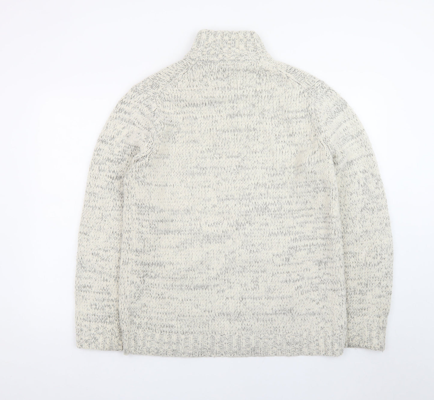 TU Men’s Grey Cable-Knit High Neck Pullover Jumper Size S