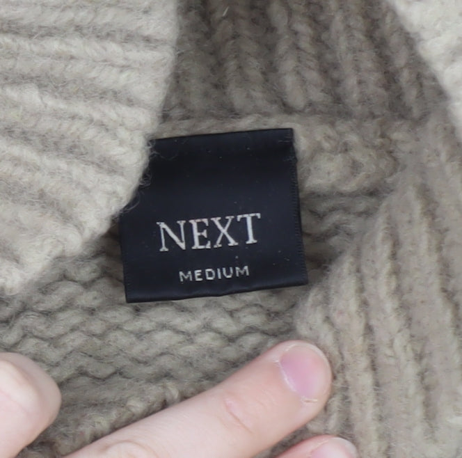 Next Men Beige Wool Roll Neck Chunky Knit Pullover Jumper Size M