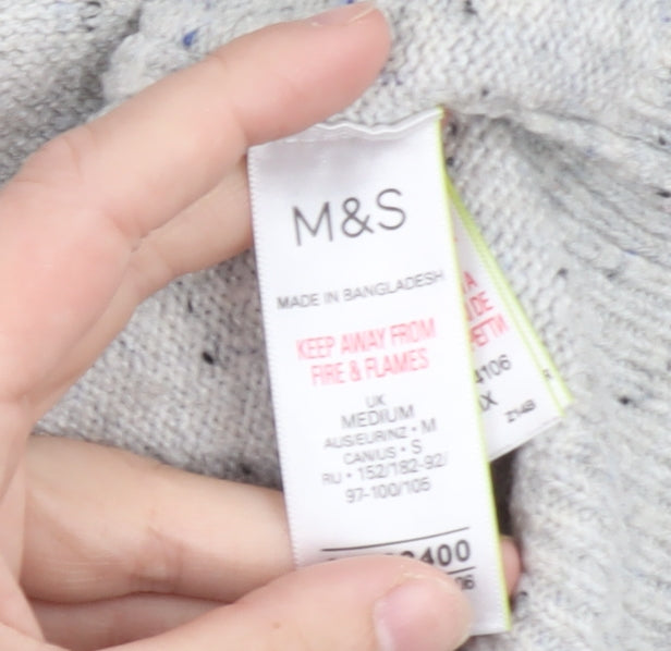 Marks and Spencer Women's Grey Hooded Knit Jumper Size M