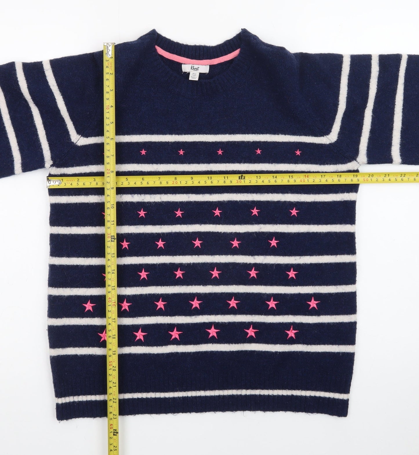 Khost Womens Blue Striped Star Embroidered Pullover Jumper Size 12