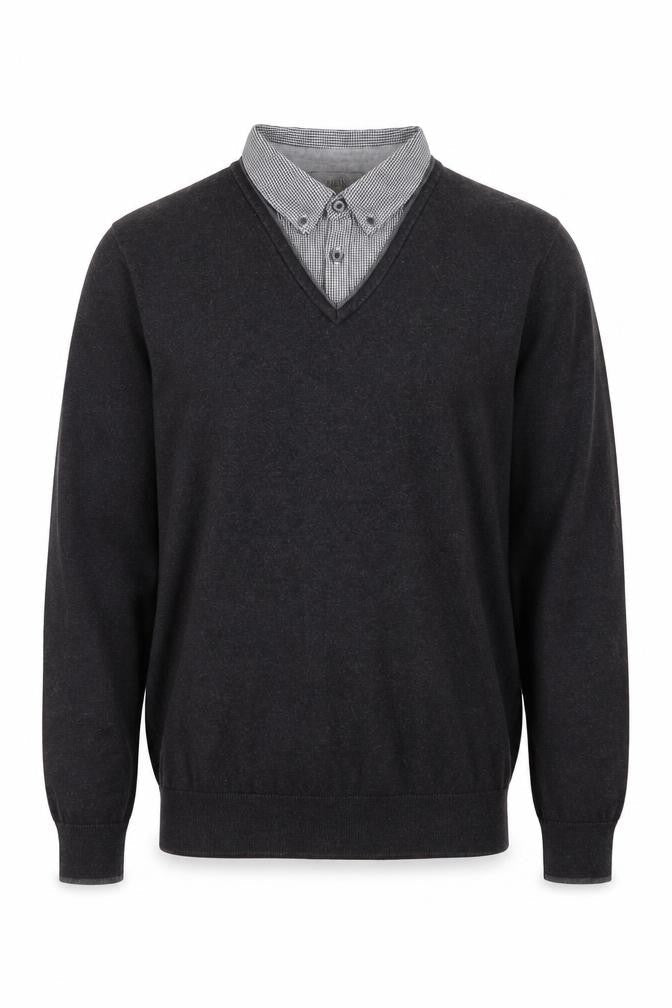 Marks & Spencer Men's Grey V-Neck Regular Fit Jumper M