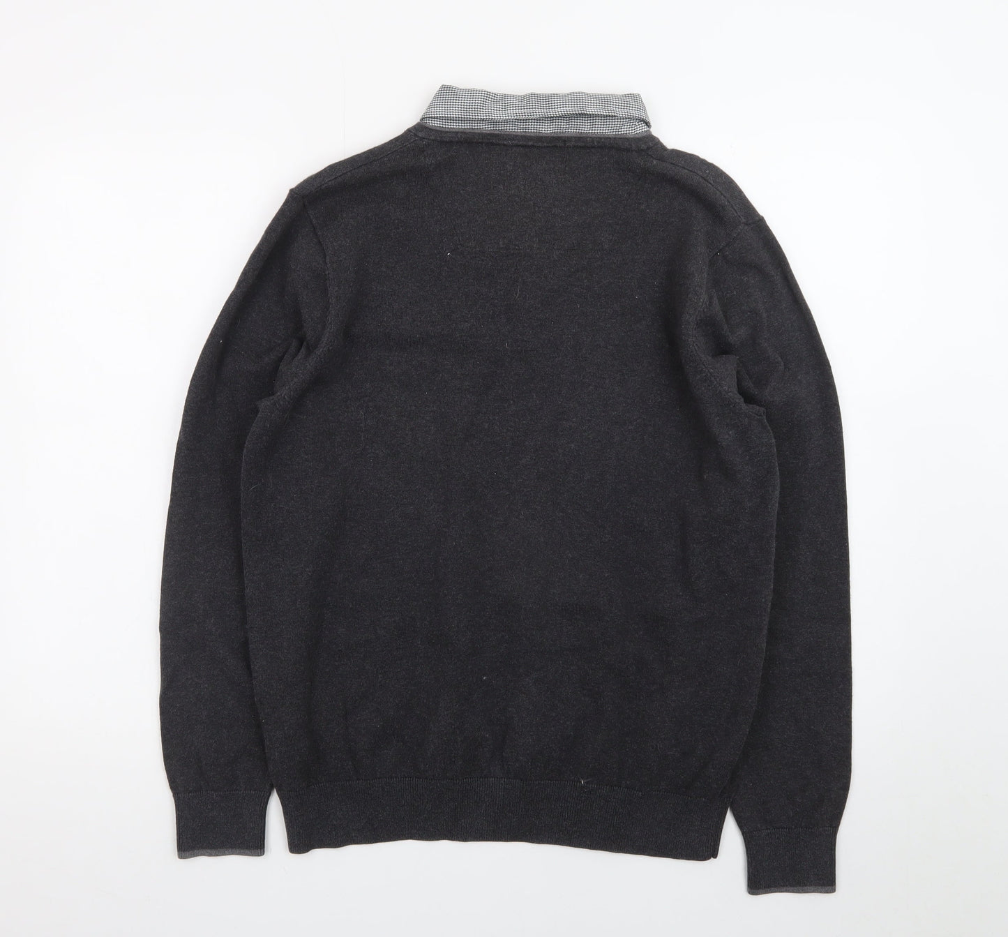 Marks and Spencer Men's Grey V-Neck Regular Fit Jumper M