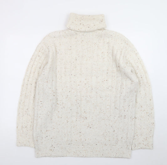 MNG Women’s Ivory Wool Roll Neck Jumper Size S Long Sleeve