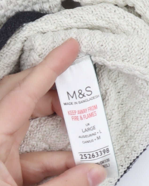 Marks and Spencer Women Ivory Waffle Knit Cotton Jumper L