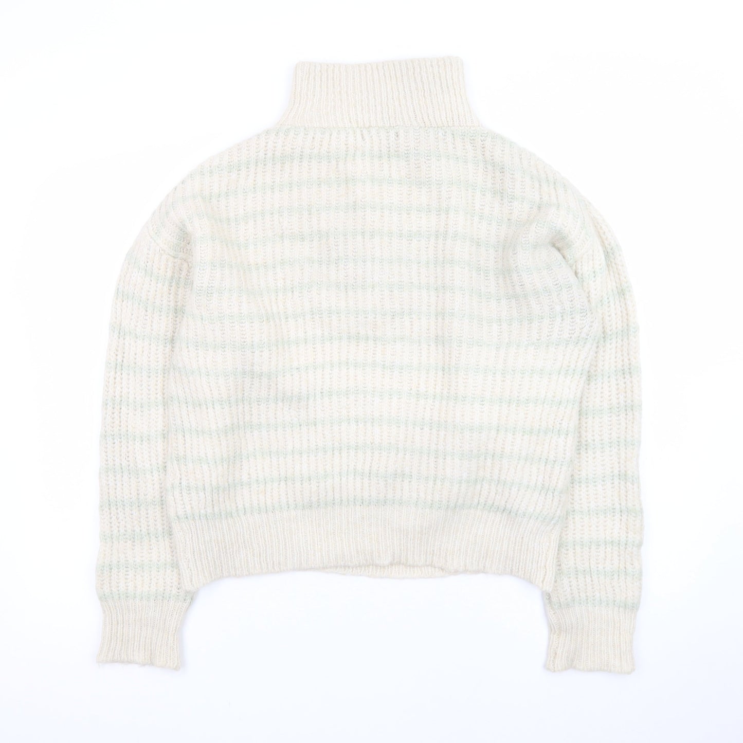 MNG Women’s Ivory Wool Blend Chunky Knit V-Neck Jumper Size S