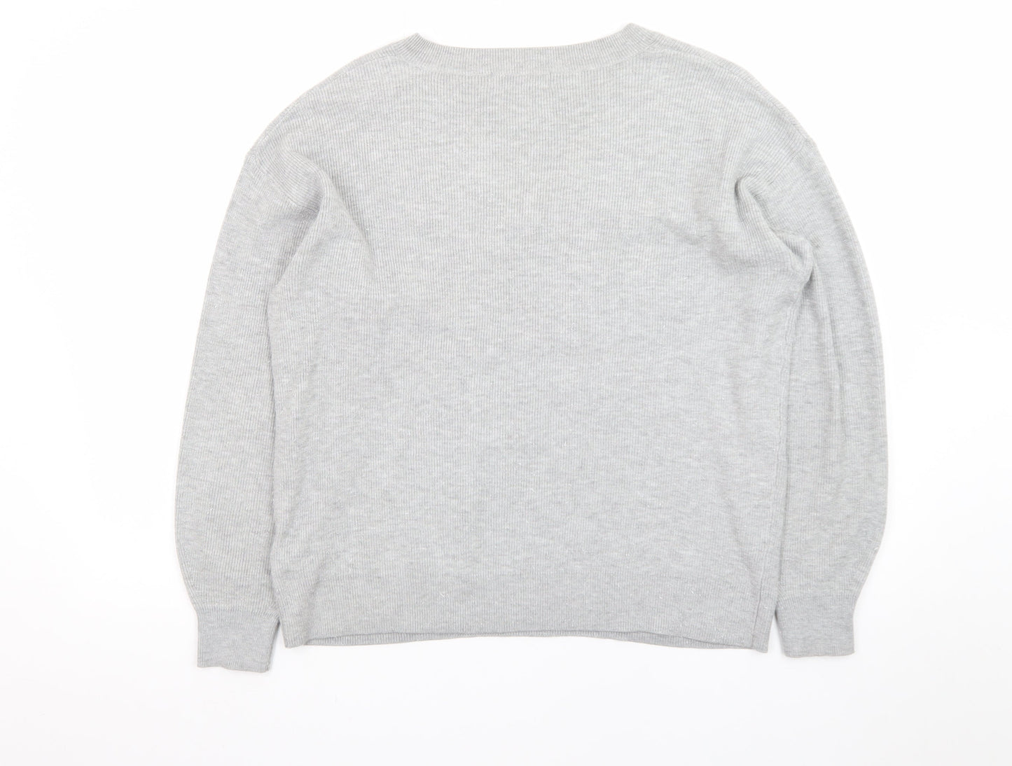 Marks and Spencer Women’s Grey V-Neck Knit Jumper M