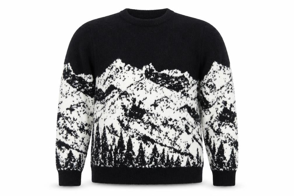 Marks and Spencer Men's Black Nature Print Wool Jumper Size L