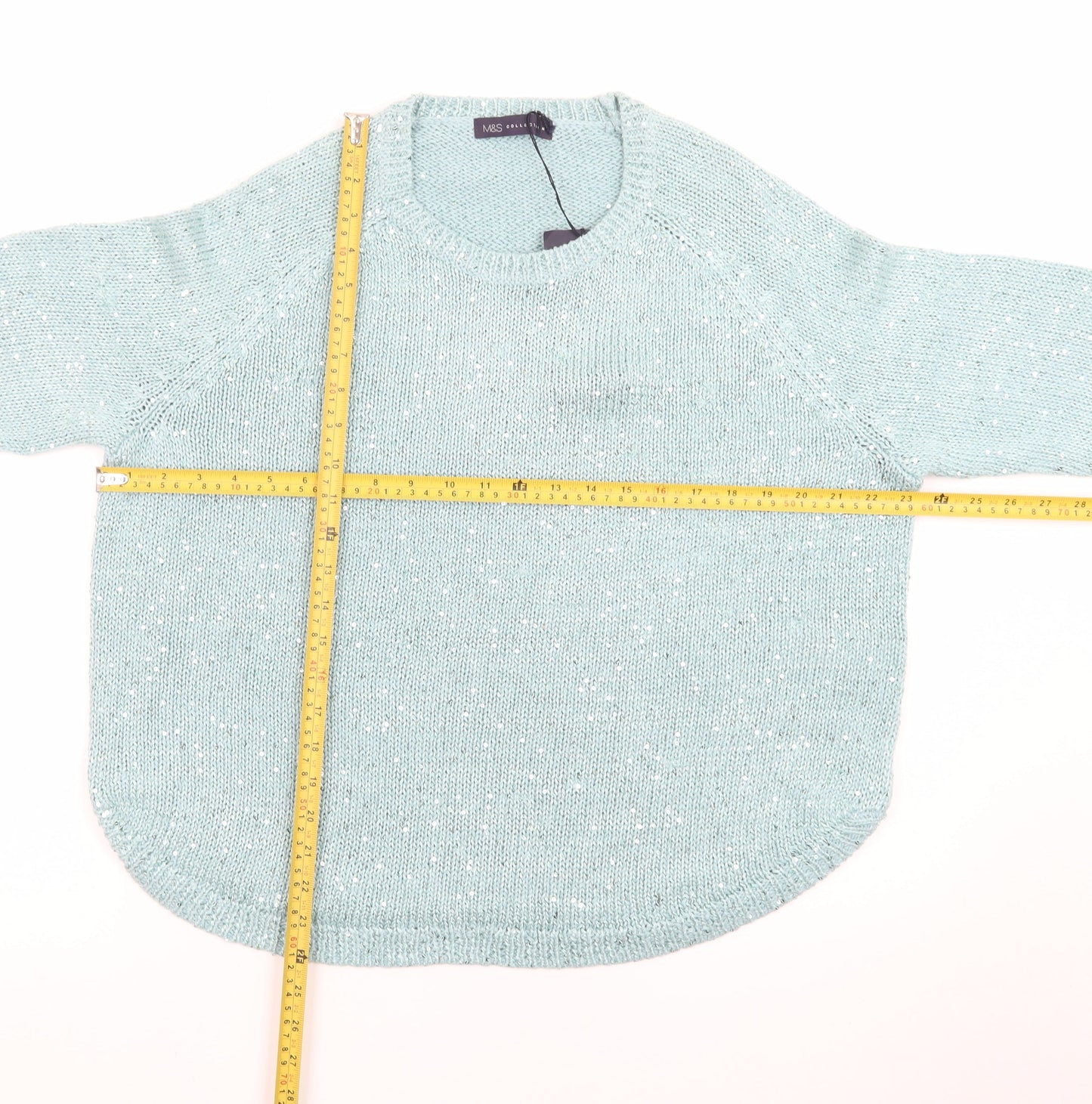 Marks and Spencer Women Blue Sequin Knit Pullover Jumper UK 18