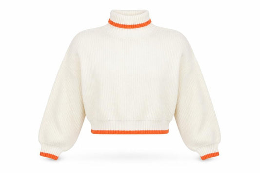 Front view of ASOS Women Ivory Roll Neck Chunky Knit Jumper, size 10